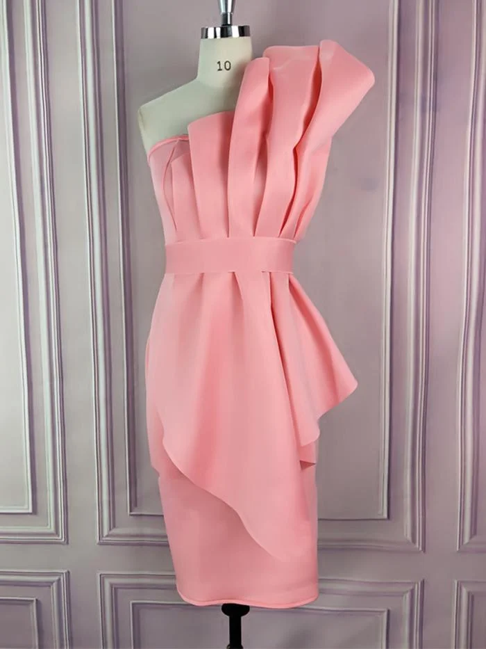 Wrapped Chest High Waist Pleated Ruffle Dress