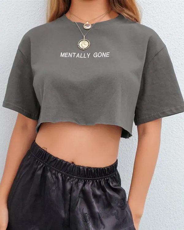 New Simple Wild Letter Embroidery Loose Short Sleeve T-shirt