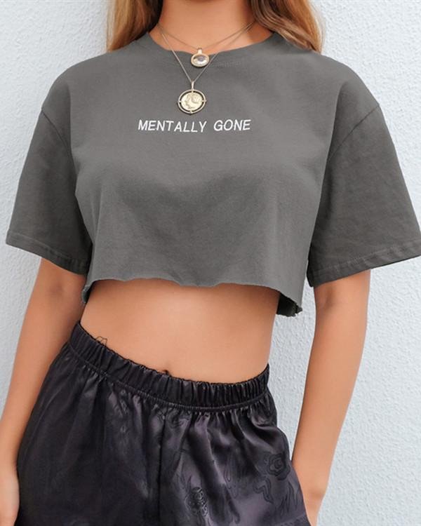 New Simple Wild Letter Embroidery Loose Short Sleeve T-shirt