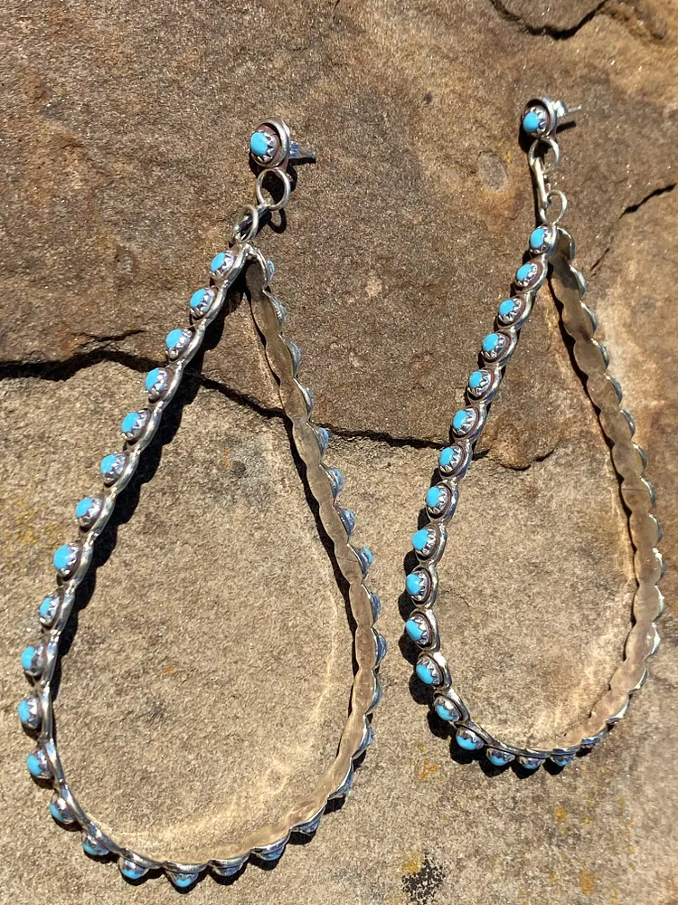 Sunny Turquoise Long Loop Earrings