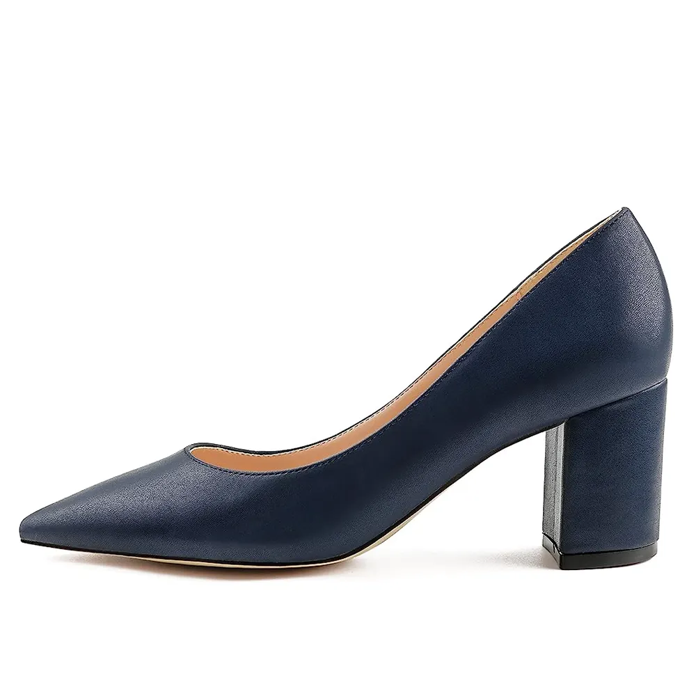6.5cm /2.55 inch Chunky Heels Comfortable Middle Block Matte Pumps