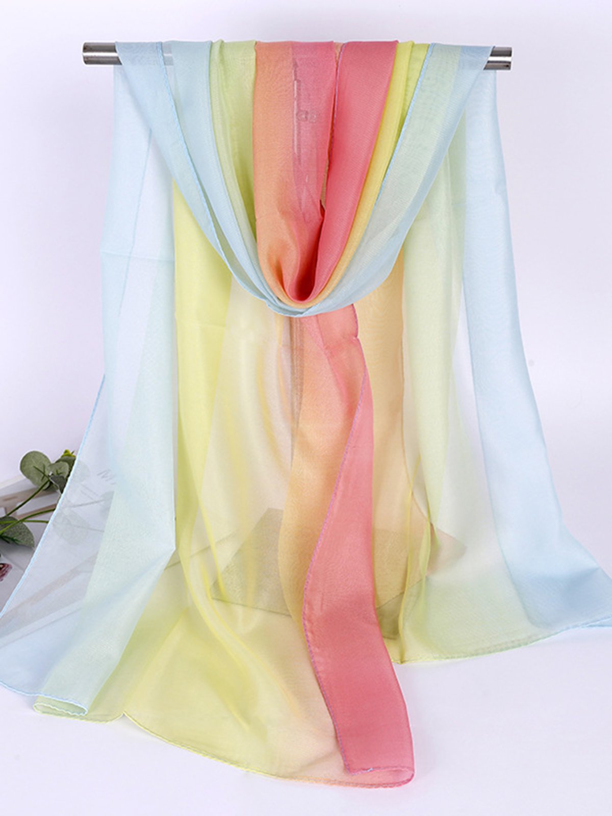 Bohemian Resort Style Gradient Long Silk Scarf Beach Scarf