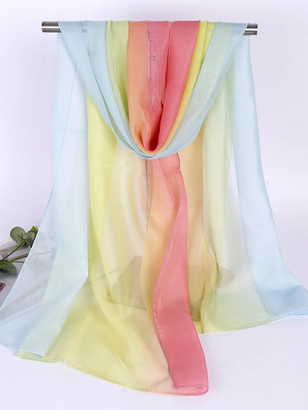 Bohemian Resort Style Gradient Long Silk Scarf Beach Scarf