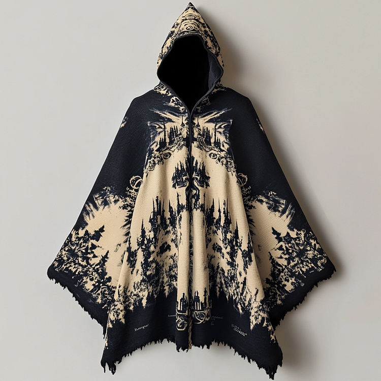 Tie dye hooded robe cape fefa