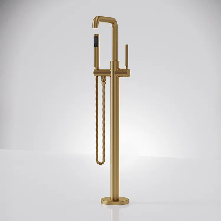 EVERSTEIN 41" Height Modern Freestanding Bathtub Faucet in Brushed Gold