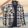 Men's Flannel Shirt Jacket Long Sleeve Quilted Lined Plaid Coat Button Down Thick Outwear for Winter