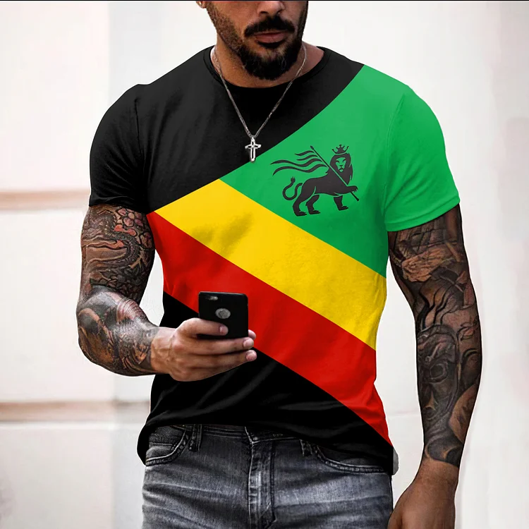 BrosWear Diamond Juneteenth Rasta Short Sleeve T Shirt