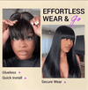 Glueless Natural Black Long Straight Wig With Bang