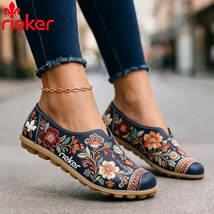 RIEKER&reg; Női Val&oacute;di Bőr K&eacute;nyelmes Beb&uacute;j&oacute;s Mokaszin