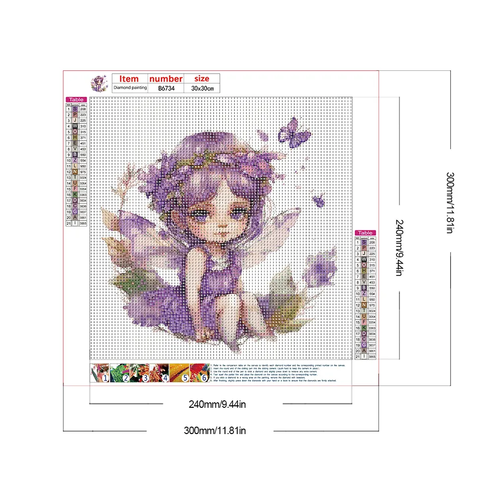 Full Round Diamond Painting 30*30cm - Purple Fairy