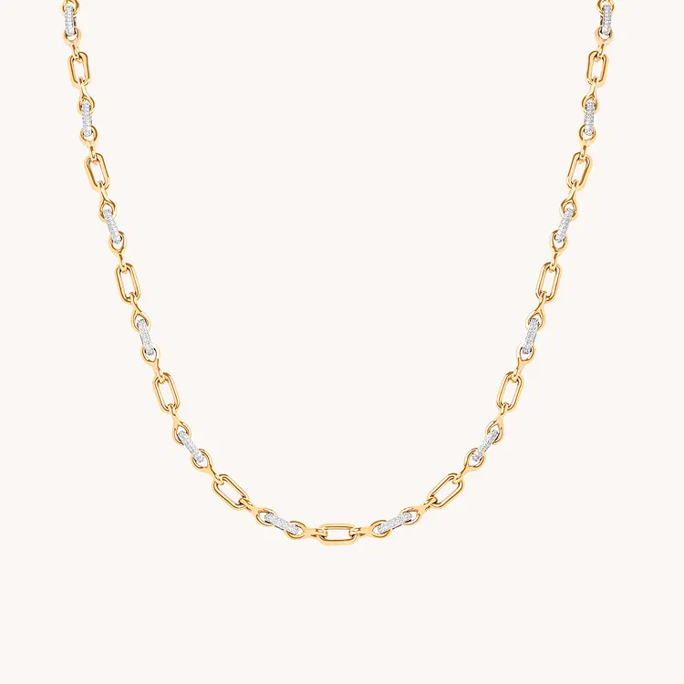 Pav&eacute; Chain Link Necklace in Gold