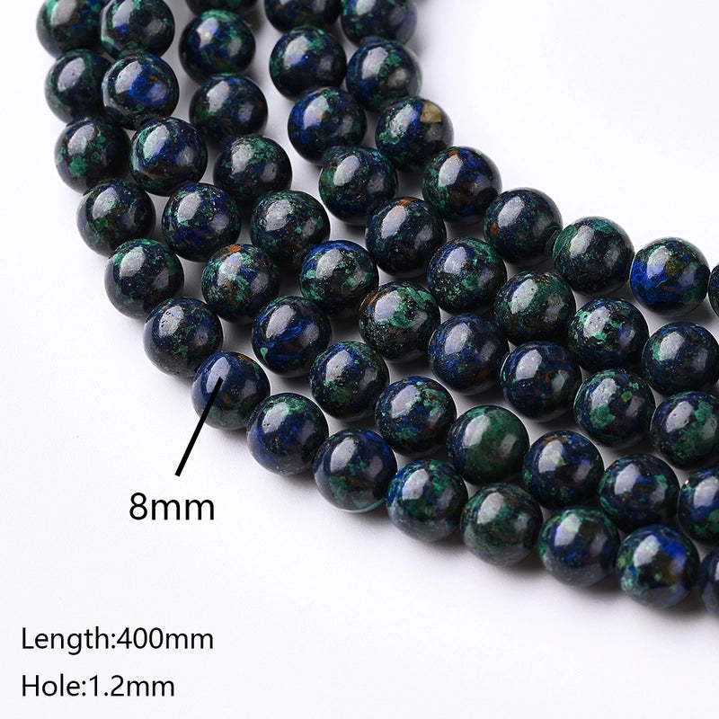 1 Piece 10mm 6mm 8mm Hole Under 1mm Hole 1~1.9mm Natural Stone Azurite Marble Polished Beads