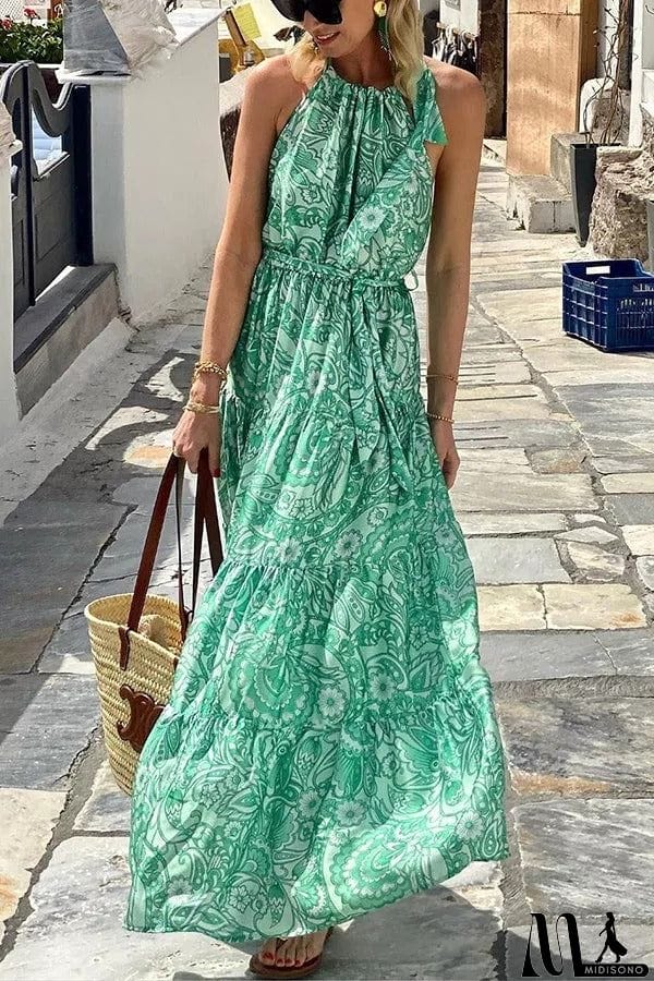 MidiSono - Floral Halter Maxi Dress