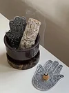 Hand Of Fatima Handmade Metal Incense Holder Tray For Burning Incense