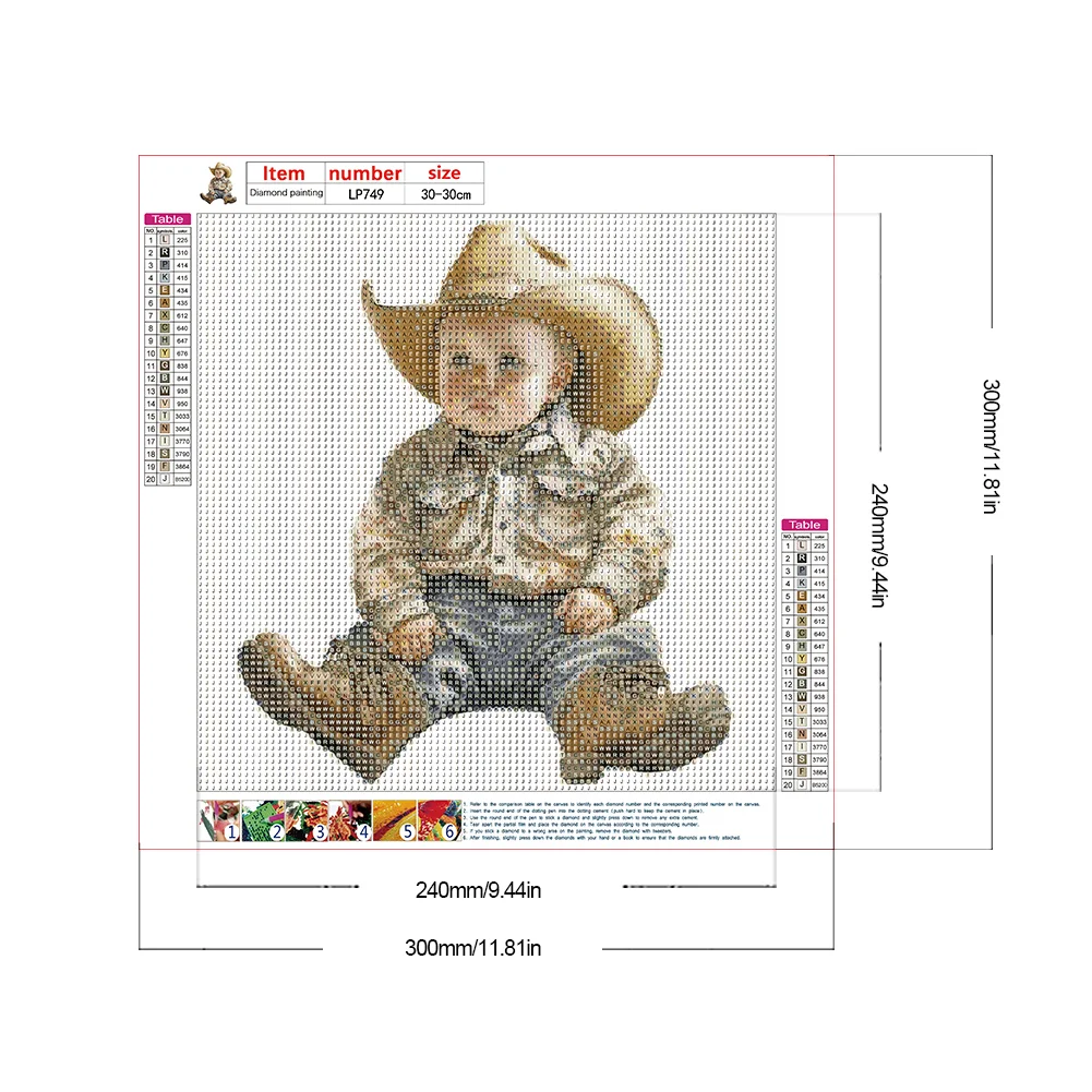Diamond Painting - Full Round Drill - Cowboy Kid(Canvas|30*30cm)
