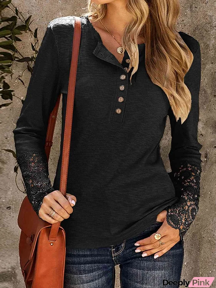 Buttoned Long Sleeve T-Shirt