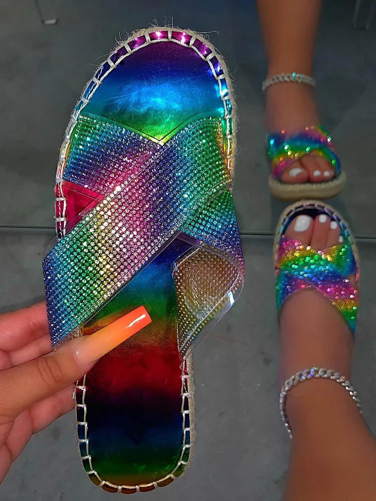 Rainbow Rhinestone Sandals