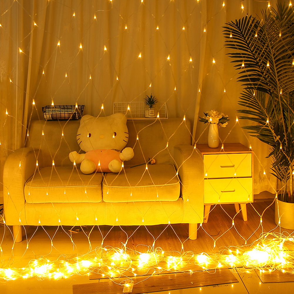 

1.5X1.5m LED Mesh Net 8 Modes Fairy Garland String Light for Window Curtain, 501 Original