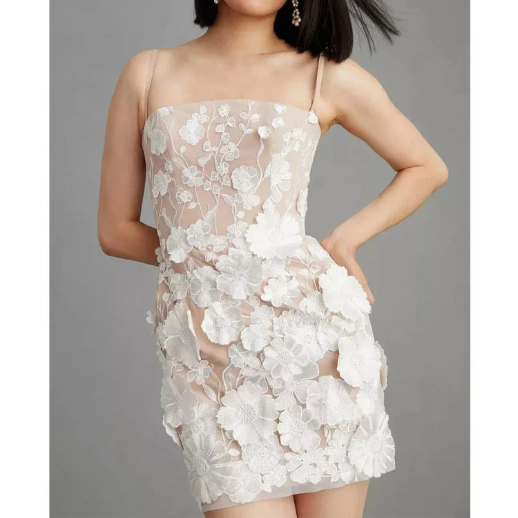 Sling Sexy 3D Flower Mini Dress