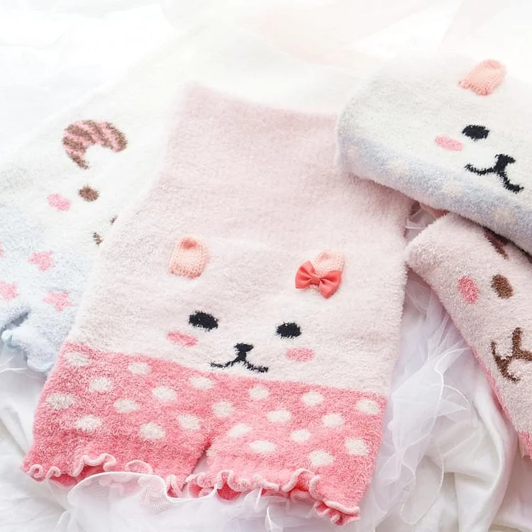 5 Colors Kawaii Animals Fleece High Waist Warming Shorts SP164922