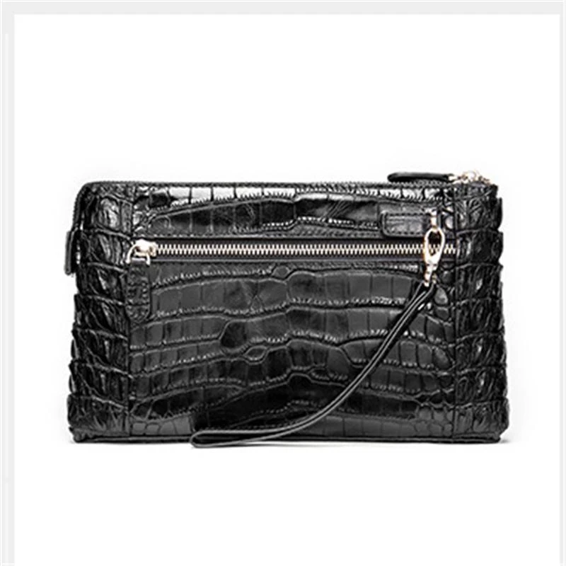 Mens Business Crocodile Leather Clutch Bag