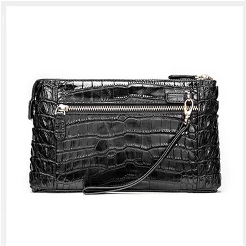 Mens Business Crocodile Leather Clutch Bag