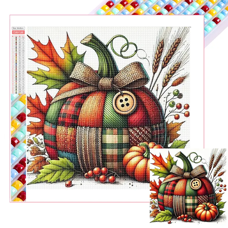Autumn Patchwork Pumpkin 30*30CM (Canvas) Full Square Drill Diamond Painting gbfke