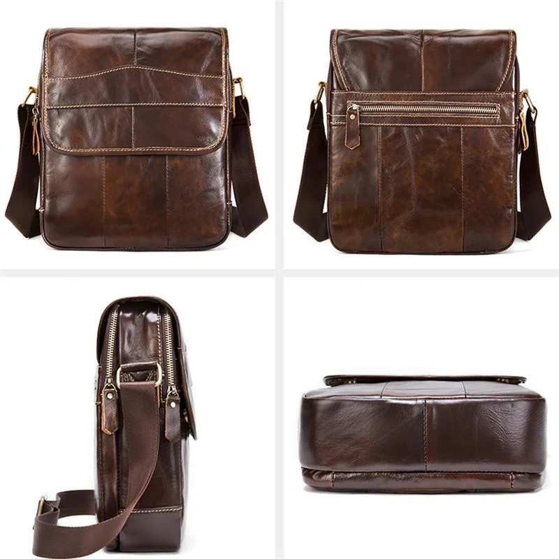 Mens Vintage Classic Large Capacity Casual Leather Shoulder Packs Crossbody Bags