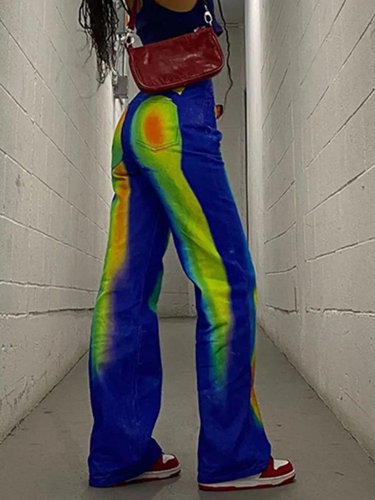 Weird Puss Y2K Sexy High Waist Pants Women Aesthetic Print Casual Baggy Straight Trousers Streetwear Wild Autumn Trend Bottoms