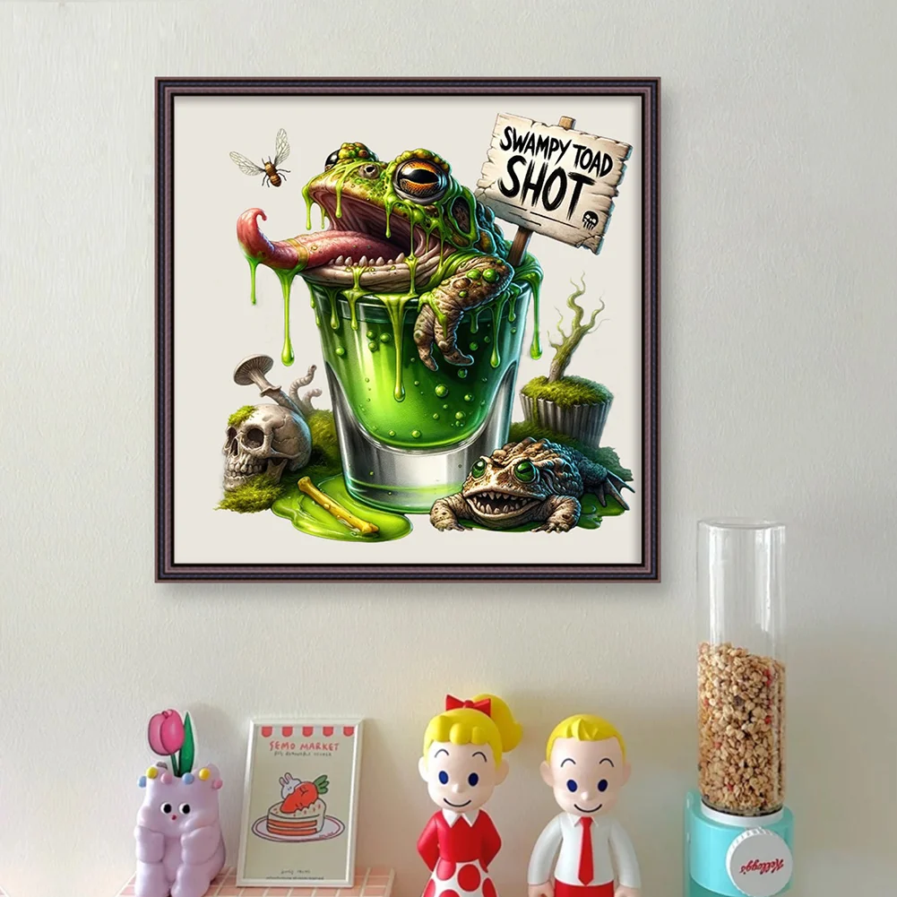 14CT Full Stamped Glass Cross Stitch - Halloween Wine(Canvas|50*50CM)