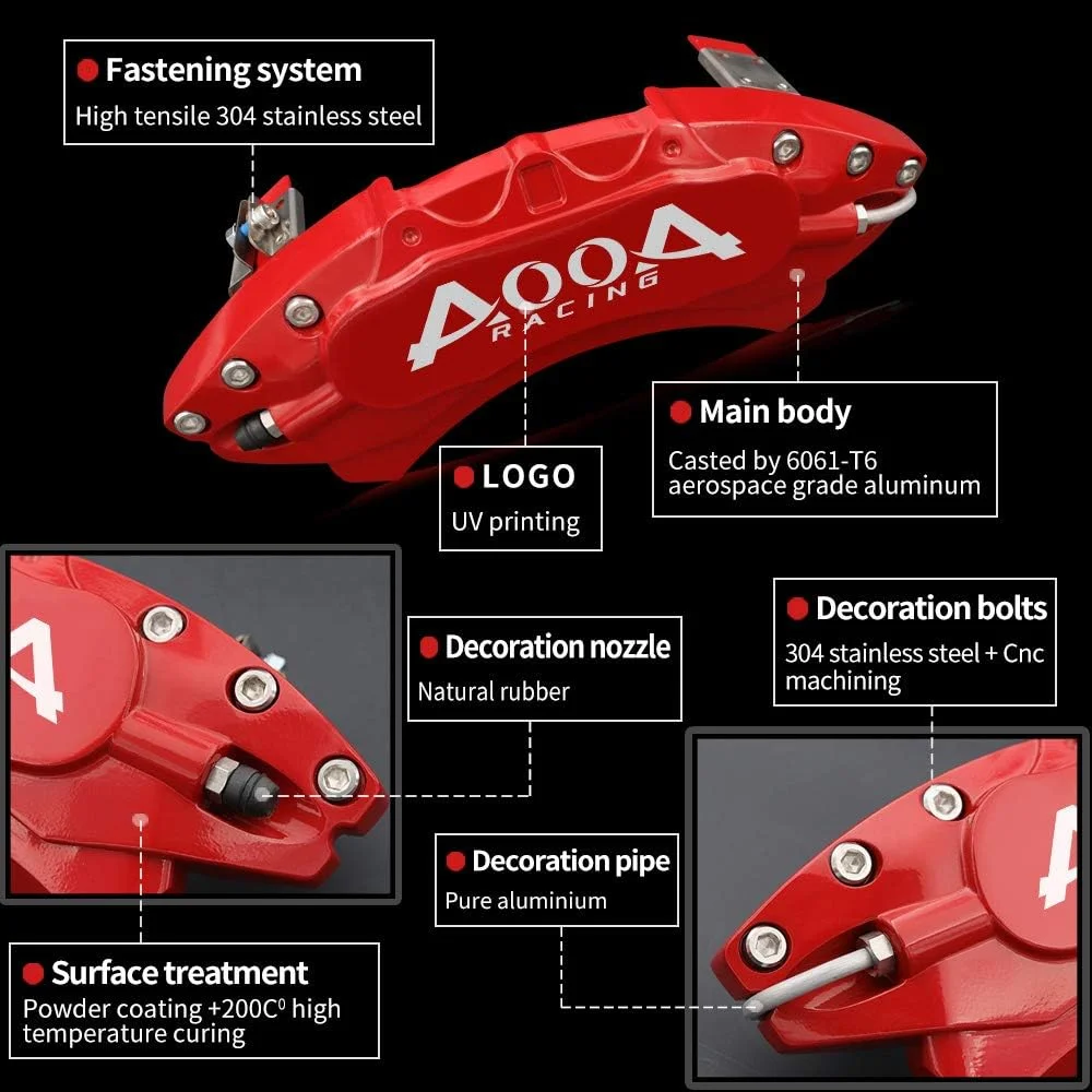 Car aluminum alloy special car special buckle screw fixed caliper cover (4PCS luxury upgrade version)