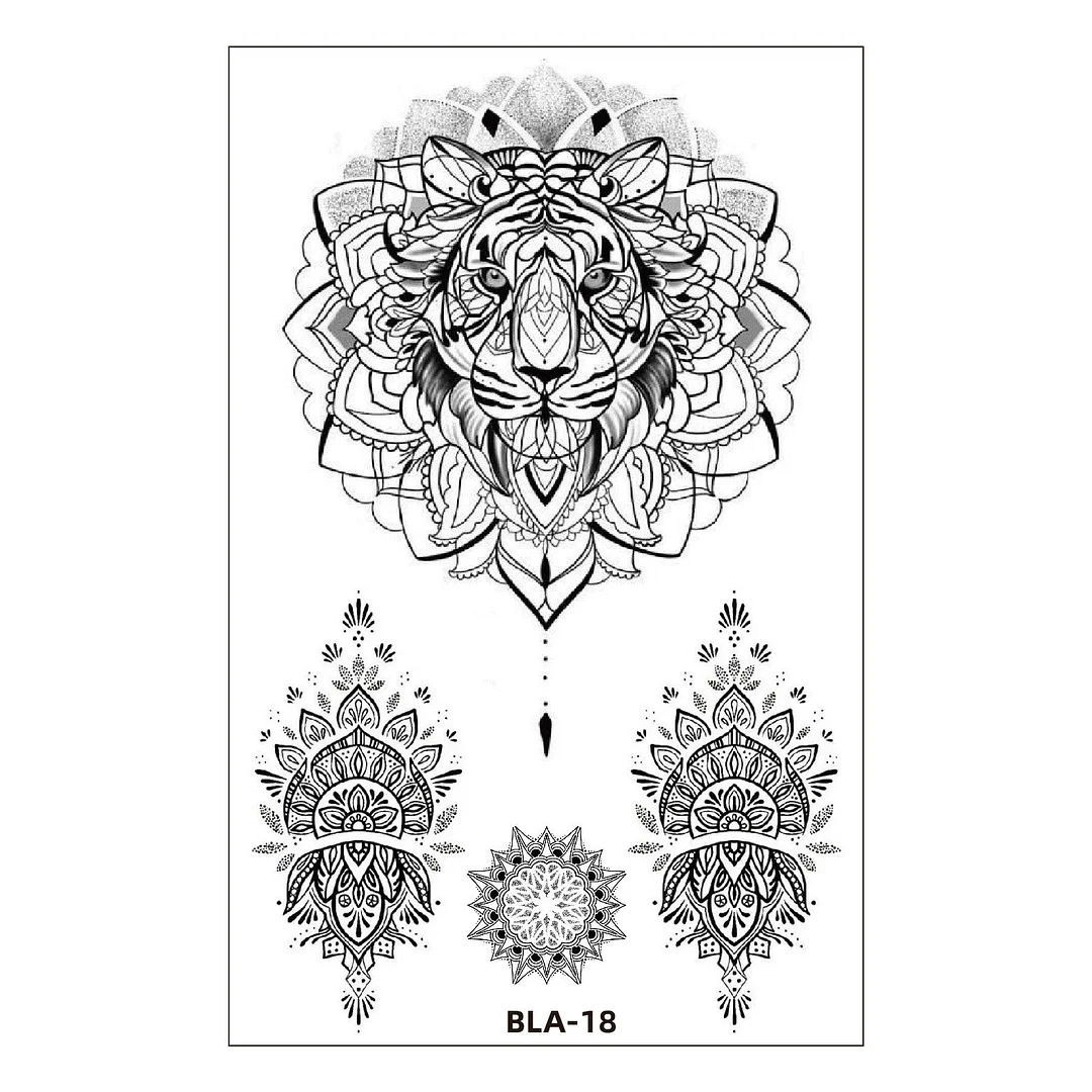 Women Waterproof Temporary Tattoo Sticker Mandala Flower Tatoo Elephant Feather Body Art Water Transfer Clavicle Temporary Tatto