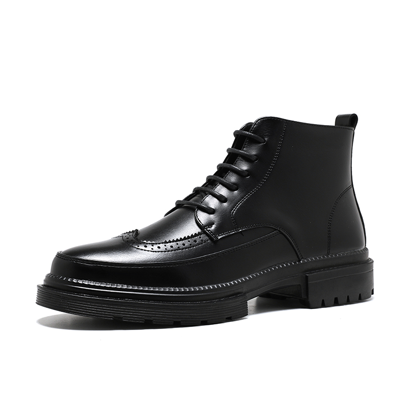 Drawato Fall Shoes High Top Black Brogues Classic Retro Style Comfy Breathable Chelsea Boots Men Autumn Boots Fashion Shoes Men Winter Plush Warm