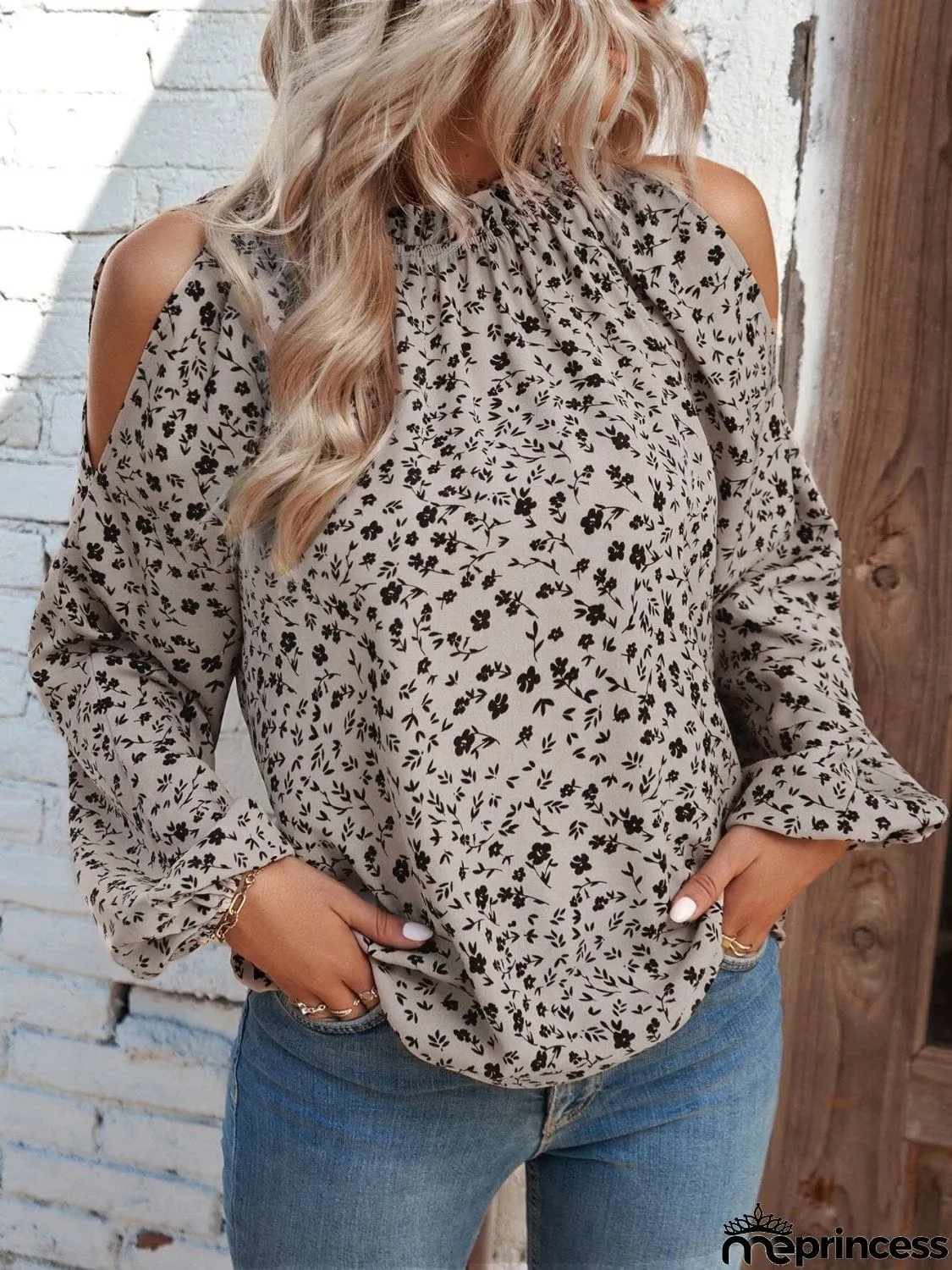 Floral Cold-Shoulder Blouse