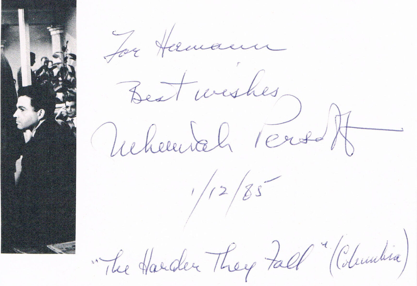 Nehemiah Persoff 1919- genuine autograph signed card 4x6