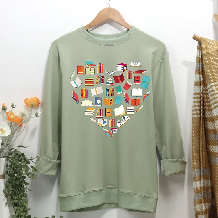 💯Crazy Sale - Long Sleeves -Books heart Women Casual Sweatshirt