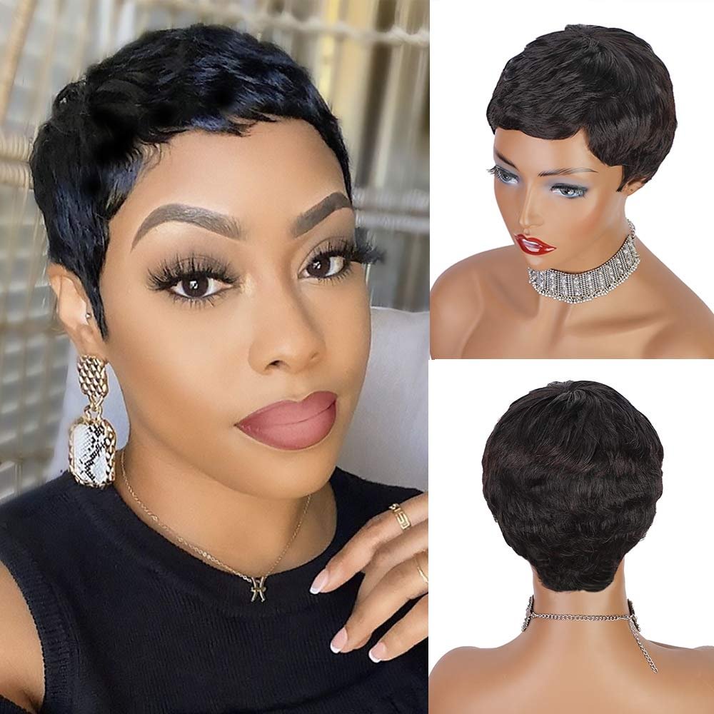 🔥Hot|Bob Pixie Cut Wig Human Hair Curly Short Wavy Wigs Glueless Layered Boy Cut Wigs for Women US Mall Lifes