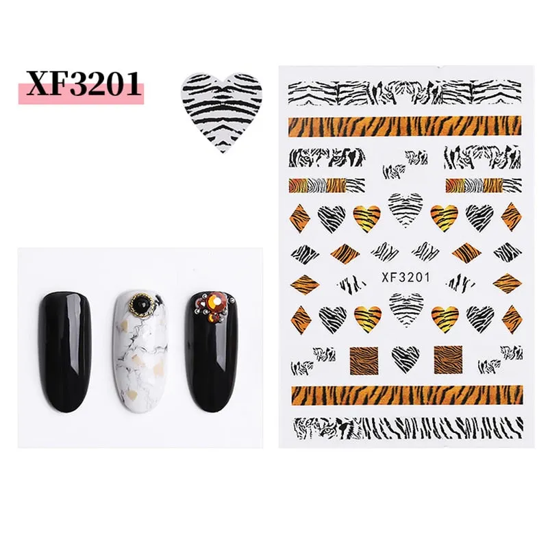 1pcs Sexy Leopard Nail Art Stickers Decals Animal Charm DIY Adhesive Manicure Decoration Accessory-Nail Inspo