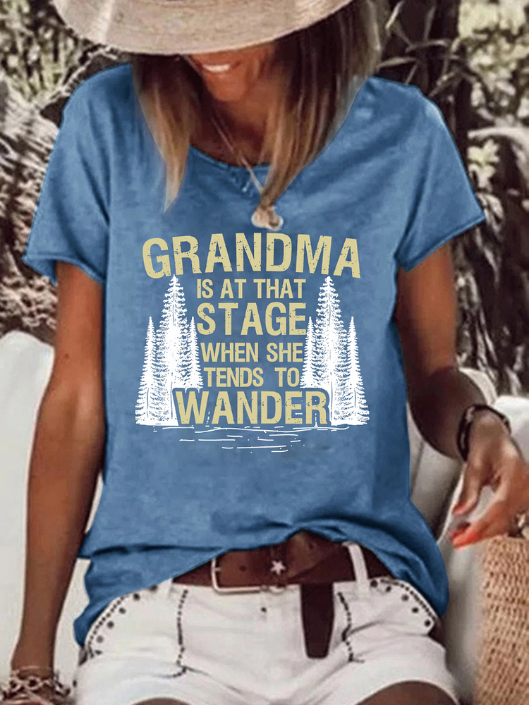 AL™ Grandma is at that stage when she tends to wander Hiking Raw Hem Tee T-shirts-xn0514-2-Annaletters