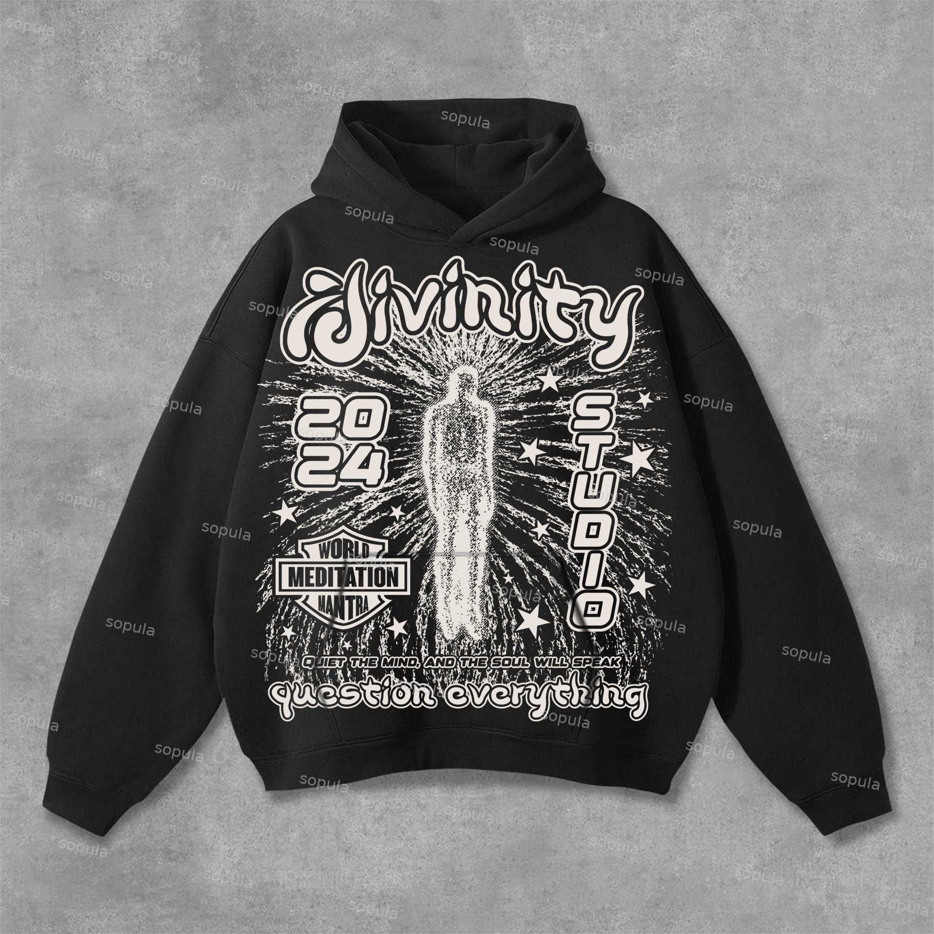 Sopula Divine Meditation No 88 Graphics Pocket Hoodie