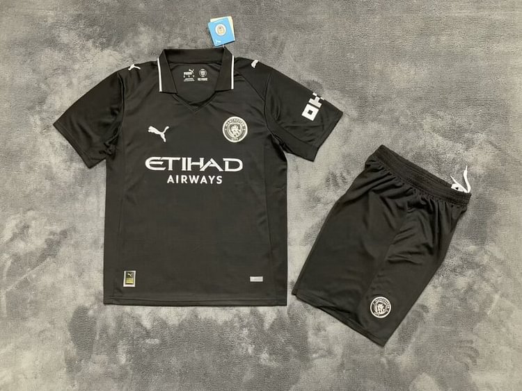 2025-26 Manchester City Away Black Jersey Set - Adult Version