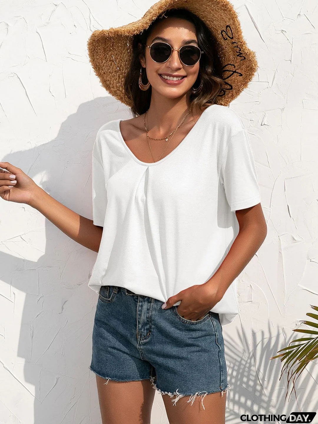 Lace Trim Short Sleeve Top