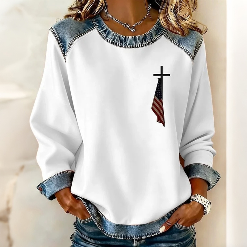 Women's Cross Flag Casual Sweatshirt wearshes