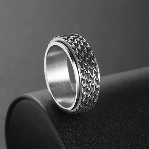 Coutureaura Retro Dragon Scale Spinner Anxiety Ring