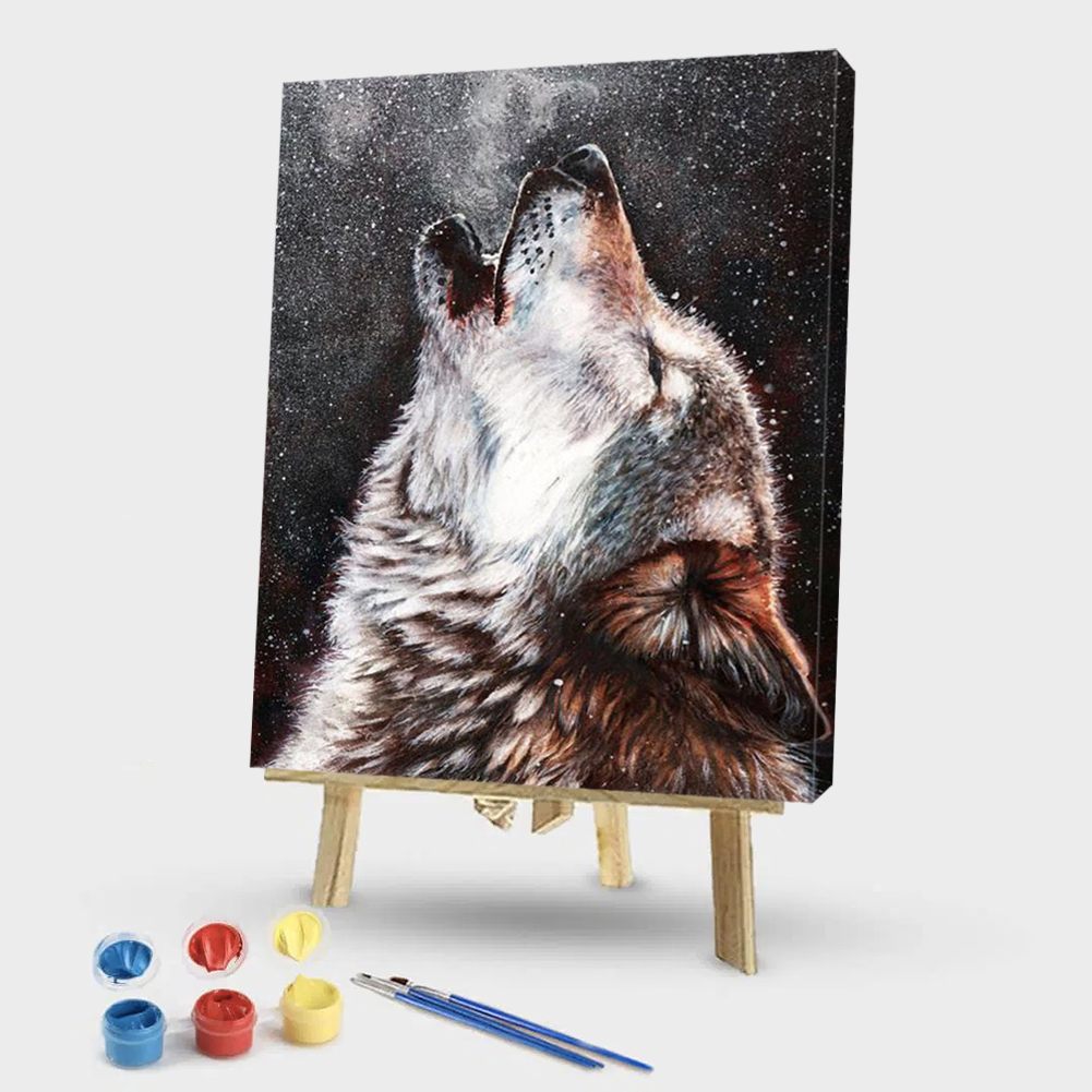

40*50CM Paint By Numbers-Howling Wolf, 501 Original