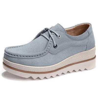 Women's Shoes 2021 Spring Autumn Genuine Leather platform sneakers slip on casual shoes female wedge sneakers for women