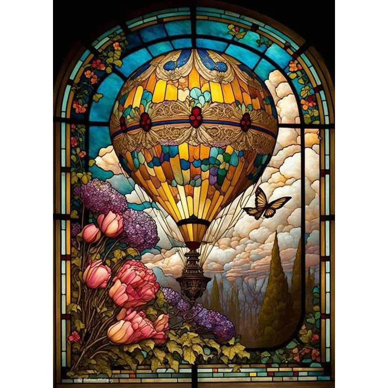 Full Round Diamond Painting - Stained Glass Hot Air Balloon(40*50cm)