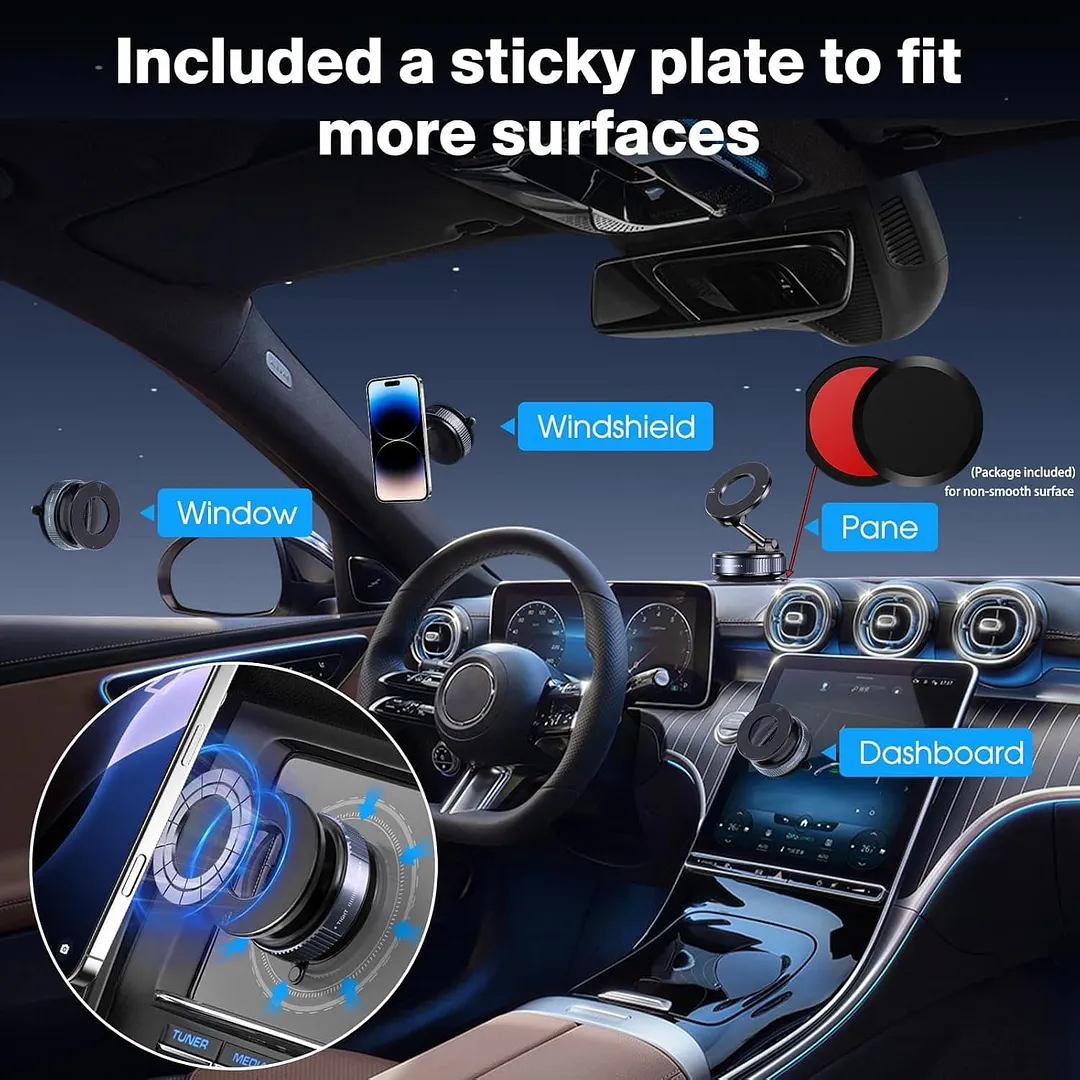 One-Step Lock Magnetic Vacuum Phone Mount