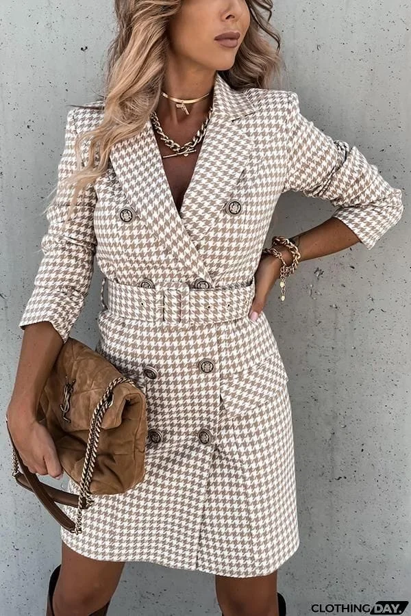 Houndstooth Button Down Blazer Dress