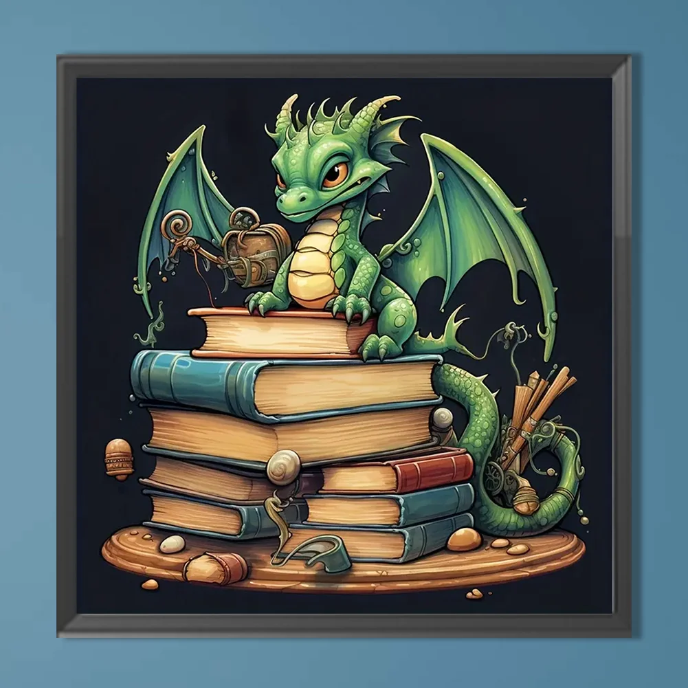 Diamond Painting - Full Round Drill - Book Dragon(Canvas|40*40cm)